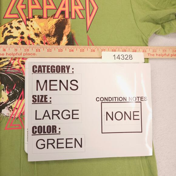 Def Leppard Band Graphic Crew Neck T Shirt Adult Mens Size Large L Green - Picture 7 of 9